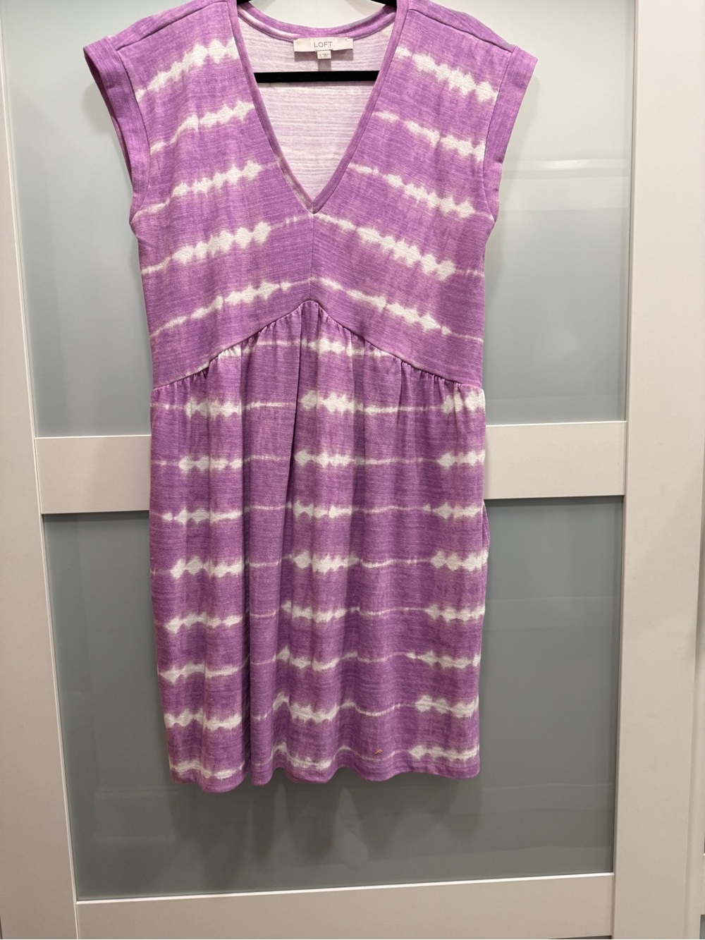 LOFT Girls' Lavender and White Tie-Dye V-Neck Dress